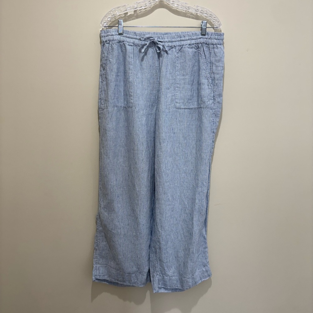 Chicos 100%Linen Striped Pants